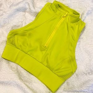 NWOT XS high neck neon workout top